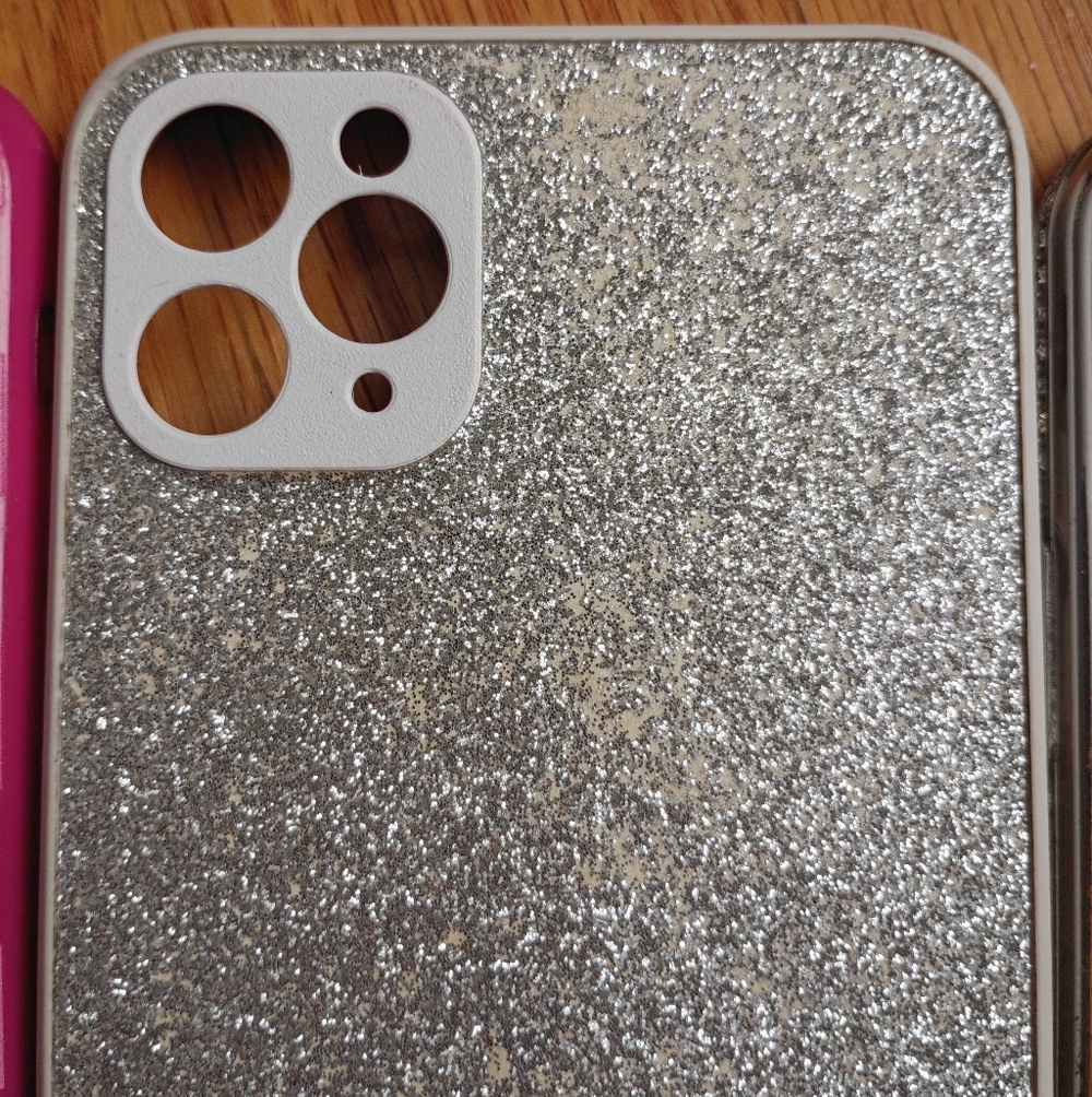 iPhone 11 Pro Max Pink Glitter Checkered Jewelled Clear Card Pocket Case Lot - Picture 4 of 11